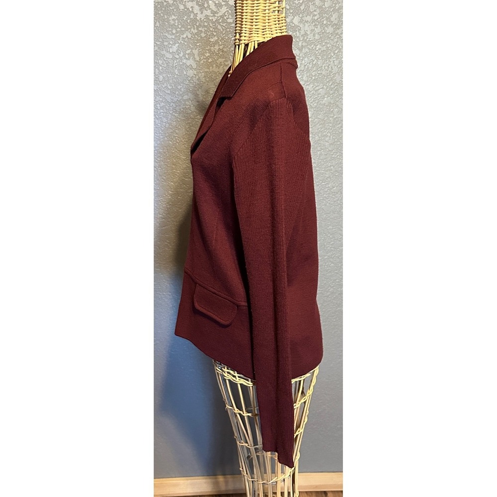 Morgano Italian Knit Zip Front Cardigan Sweater Merino Wool Blend M Red - Picture 5 of 12